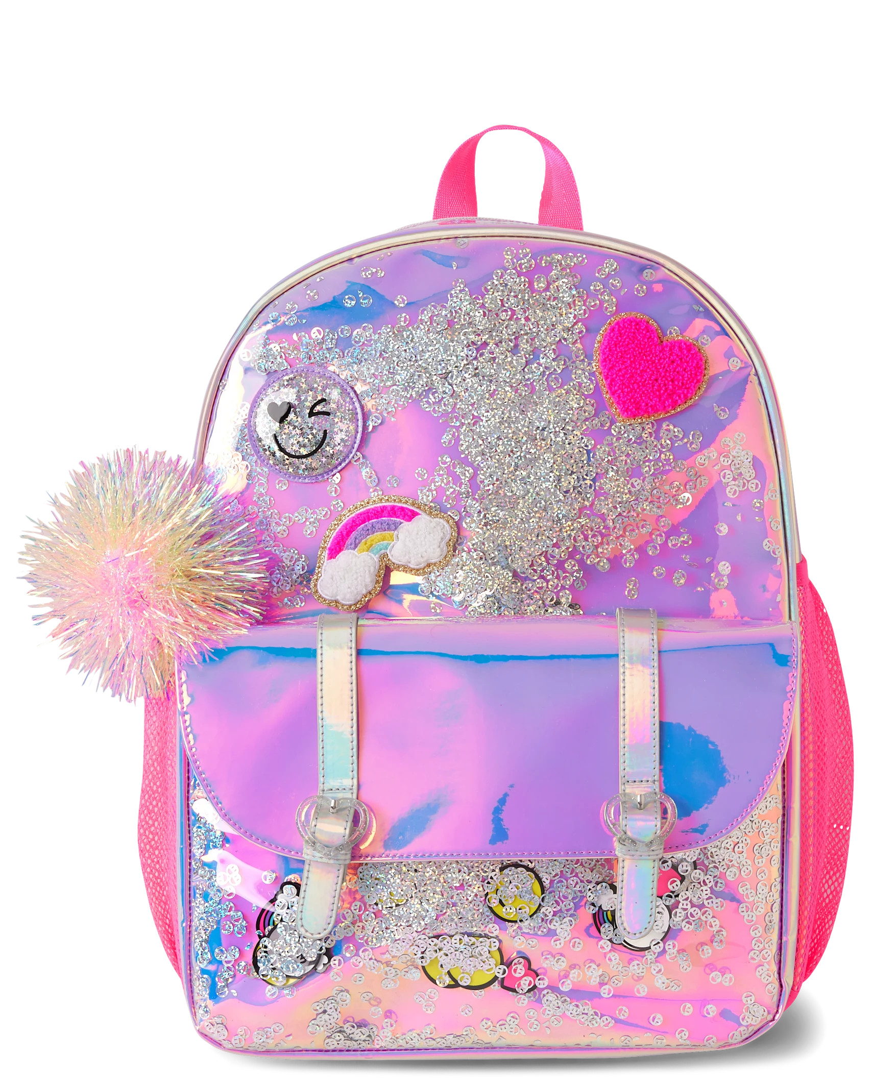Girls Holographic Shakey Happy Face Backpack - holographic | The Children's Place
