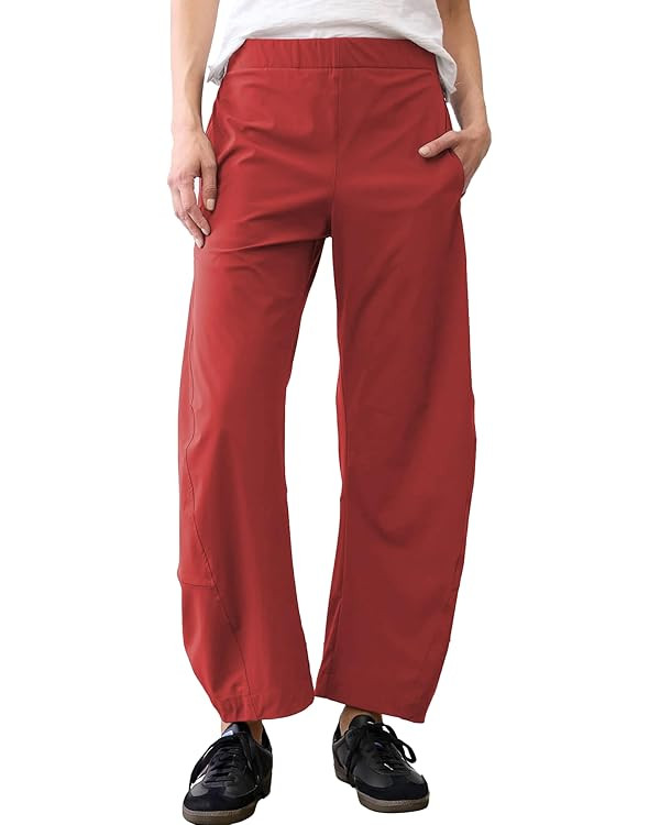 SeeLuNa Women Barrel Travel Pants Elastic Waistband Tapered Leg Baggy Mid Rise Work Trousers Loun... | Amazon (US)
