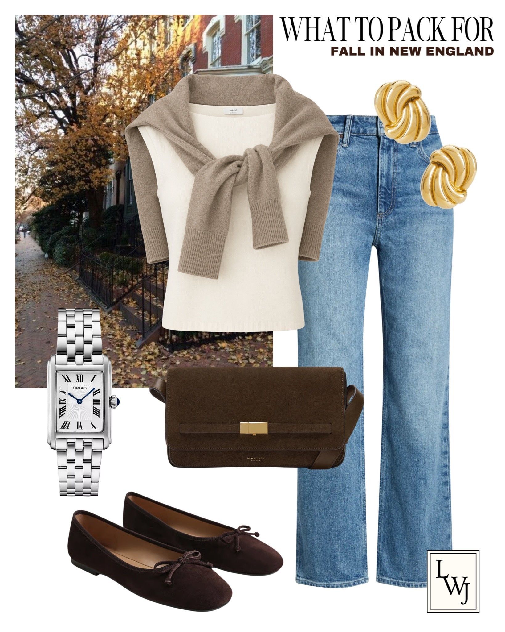 Fall New England outfit inspo 

Fall style / elevated style / autumn outfit / style over 30 / dressy top / cashmere sweater / Paige Stevie ankle jeans / chocolate brown ballet flats / Demellier purse / Seiko watch

#LTKootd #LTKTravel