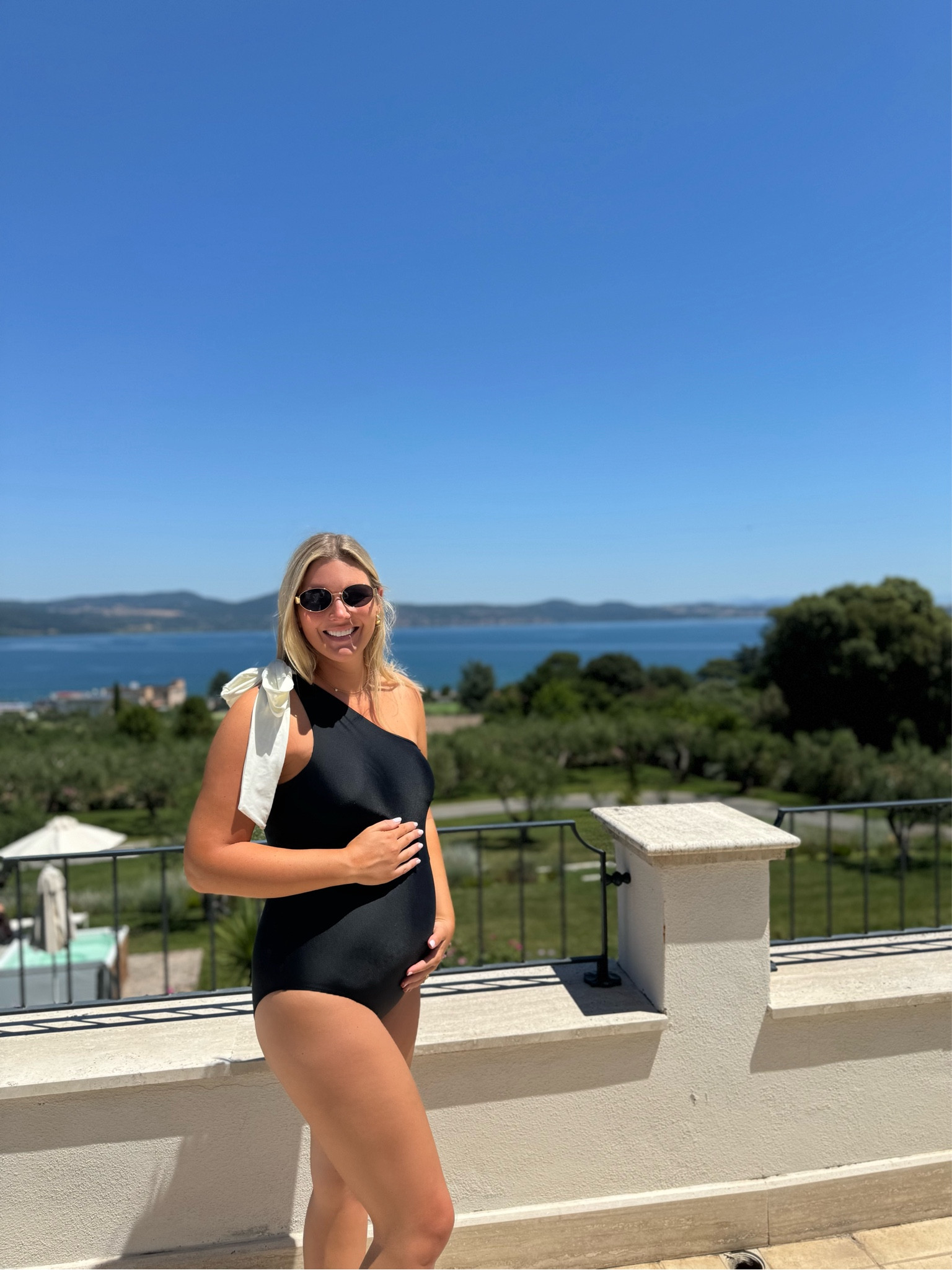 Great quality swimsuit! Sized up 2 sizes for the bump in hopes to wear it all summer. It’s stretchy enough so I think I’ll be able to! 