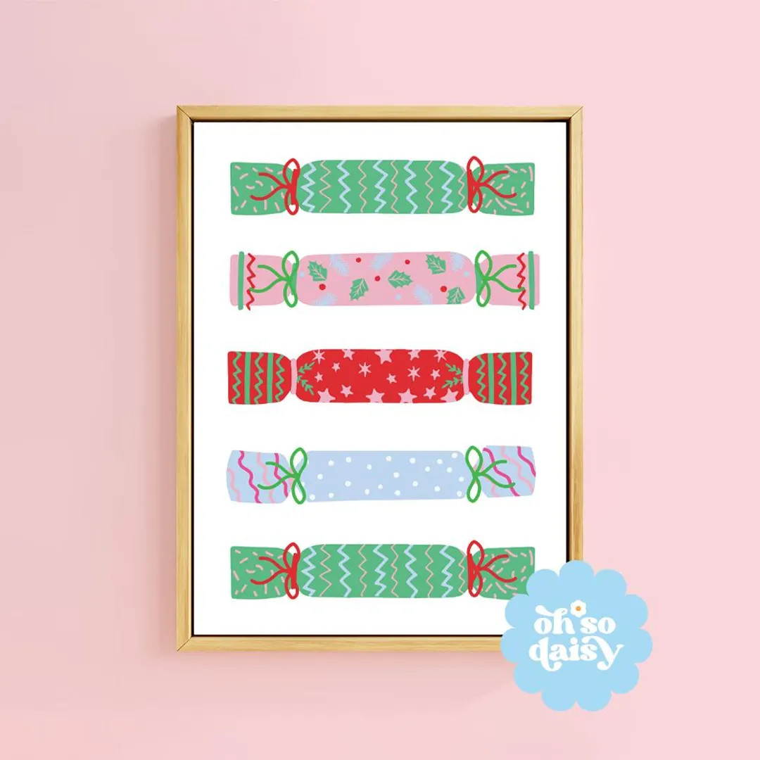 Jolly Cracker Colourful Christmas Art Print | Unframed A6 A5 A4 A3 A2 A1 | Cosy Holly Berry Botan... | Etsy (US)