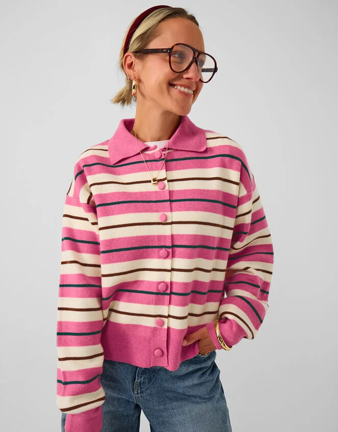 Accessorize x Good Manners Stripe Collar Cardigan ​ Pink | Accessorize (Global)