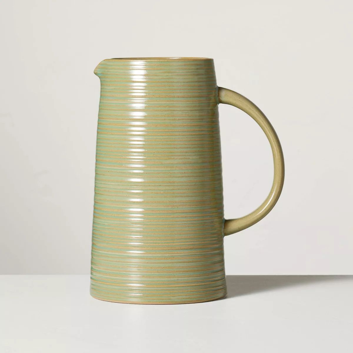 71oz Ribbed Stoneware Beverage Pitcher Green - Hearth & Hand™ with Magnolia | Target