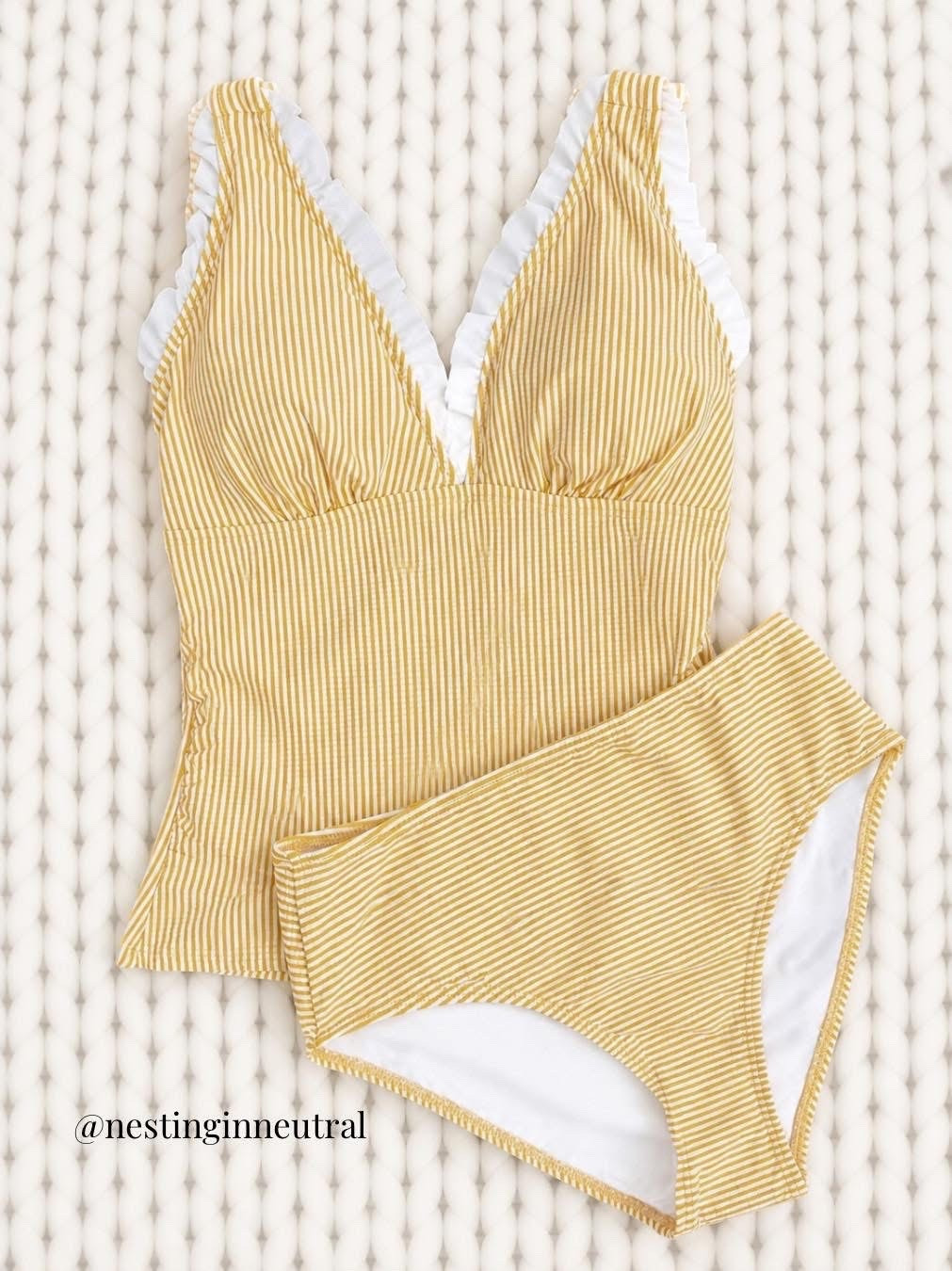 I found the sweetest little tankini and you're going to fall in love! This style is trending for us middle aged ladies and this one is a real gem! Full coverage bottoms and that ruffle detail... so cute! 

Yellow, swim, vacation, summertime

#LTKSeasonal #LTKTravel #LTKSwim