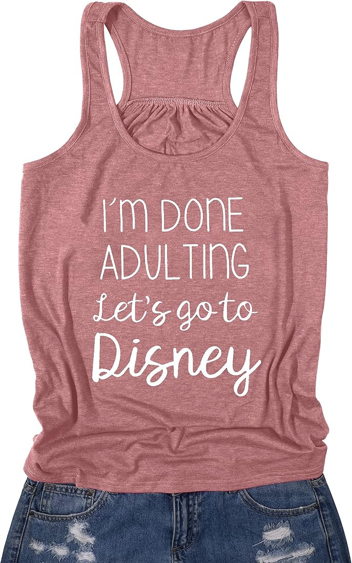 I Am Done Adulting Tank for Women Summer Vacation Tanks Top Funny Letters Sleeveless T-Shirts | Amazon (US)