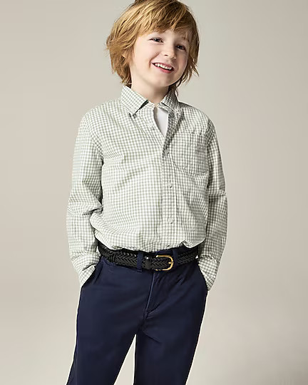 Kids' stretch poplin button-down in gingham | J. Crew US