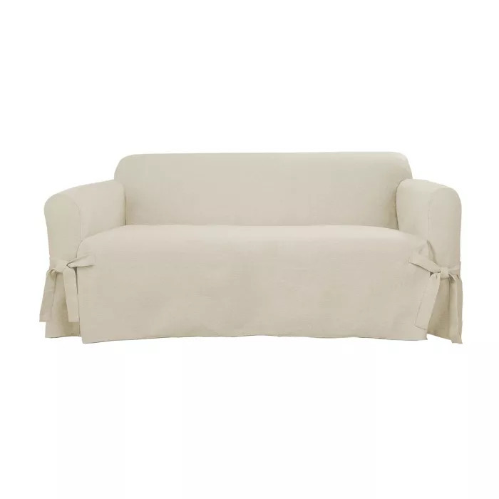 Farmhouse Basketweave Loveseat Slipcover - Sure Fit | Target