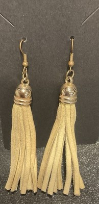 Tan Tassel And Gold Tone Earrings # 328 | eBay US