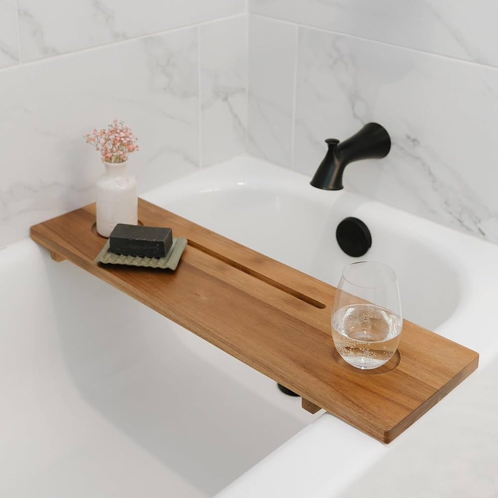Premium Nature Shed Bathtub Tray for Standard Tubs | 29" Solid Acacia Luxury Bath Tray for Tub | ... | Amazon (US)