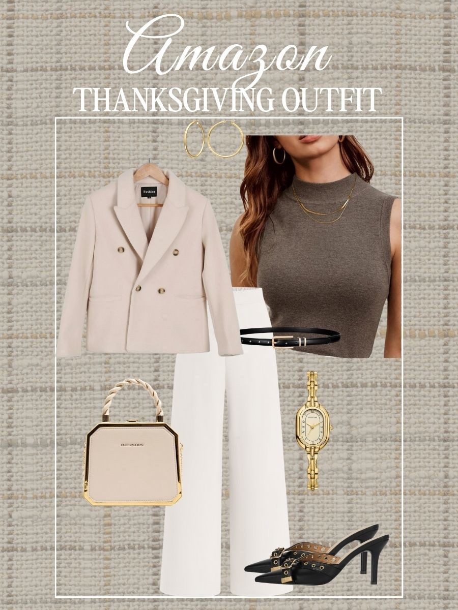 Shop this dressy Amazon Thanksgiving outfit! Sweater, turtleneck, blazer, dressy pants, gold, watch purse, black heels, Amazon fashion, fall fashion

#LTKStyleTip #LTKSaleAlert #LTKFindsUnder50
