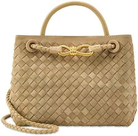 Woven Tote Bag for Women Leather Shoulder Handbag Designer Top Handle Purses | Amazon (US)