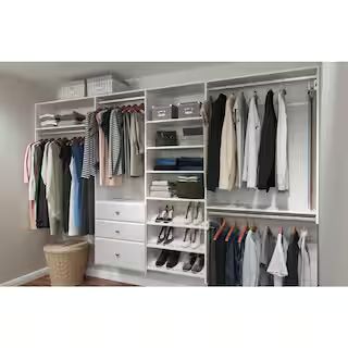 Dual Tower 96 in. W - 120 in. W Classic White Wood Closet System | The Home Depot