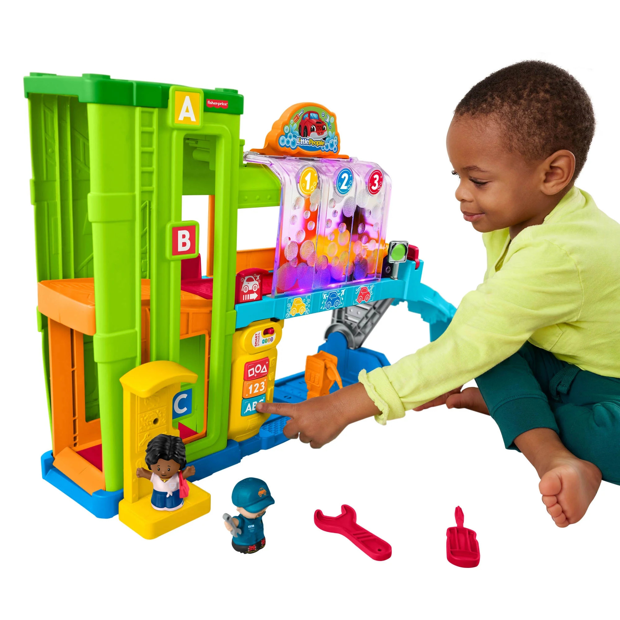 Fisher-Price Little People Toddler Playset with Figures & Toy Car, Light-up Learning Garage | Walmart (US)