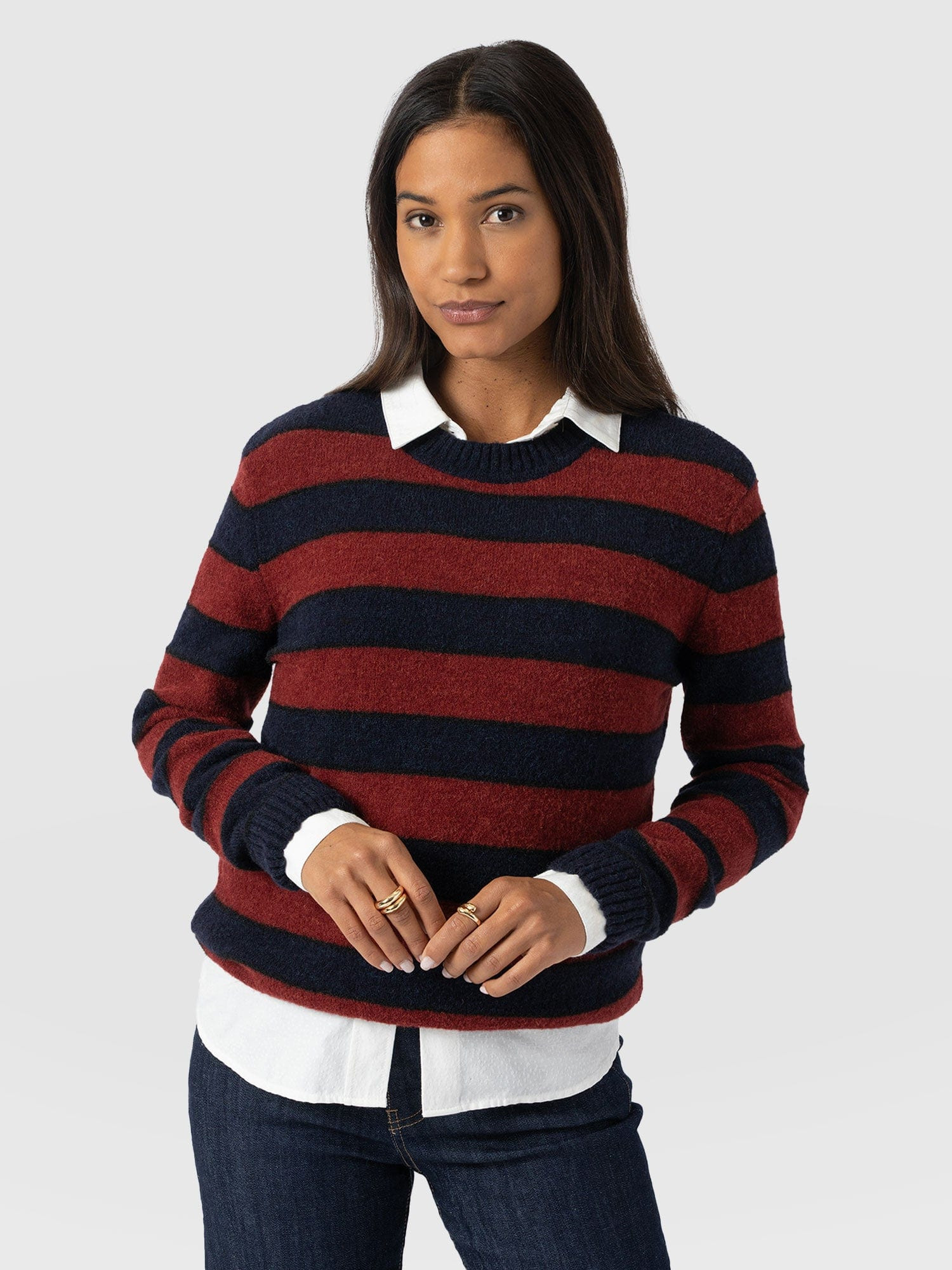 Azura Knit Sweater - Red/Navy | Saint + Sofia