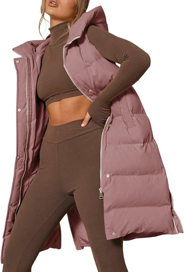Inorin Womens Down Vest with Stand Collar Thick Hooded Sleeveless Long Coats Jacket | Amazon (US)