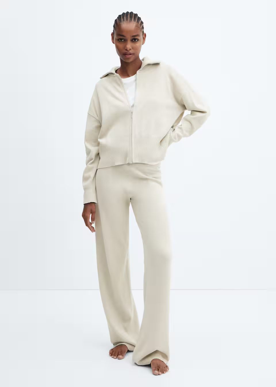 Cotton and linen pyjama jacket with zip -  Women | Mango United Kingdom | MANGO (UK)