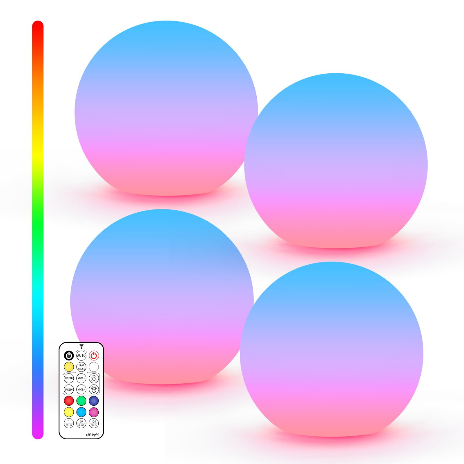 LOFTEK LED Ball Light, Multi-Color Rechargeable Night Lights, 3-inch RGB Ball Mood Lighting, Wate... | Amazon (US)