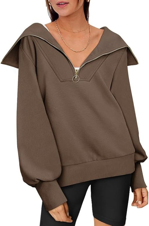 EFAN Womens Oversized Half Zip Pullover Sweatshirts Hoodie Quarter Zip Tops for Teen Girls Fall T... | Amazon (US)