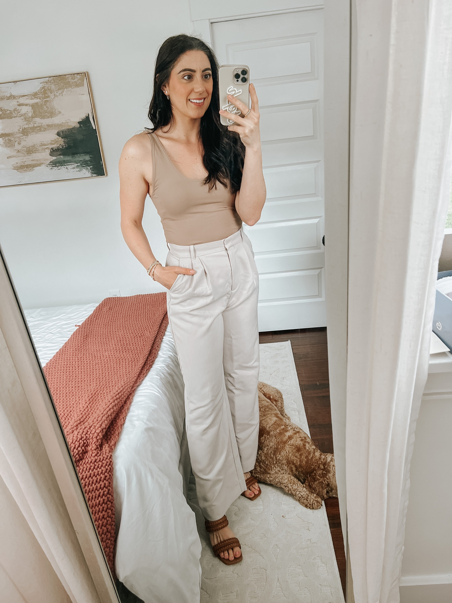 Spring date night outfit

Tailored pants, bodysuit, sandals, spring sandals, summer sandals, neutral outfit, block heel sandals 

#LTKFind #LTKshoecrush #LTKSeasonal