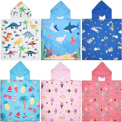 Oudain 6 Pcs Kids Hooded Towel Kids Bath Towels with Hood Microfiber Baby Pool Beach Towel for Boy Girls Toddler(47 x 24 Inch,Stylish Style) | Amazon (US)