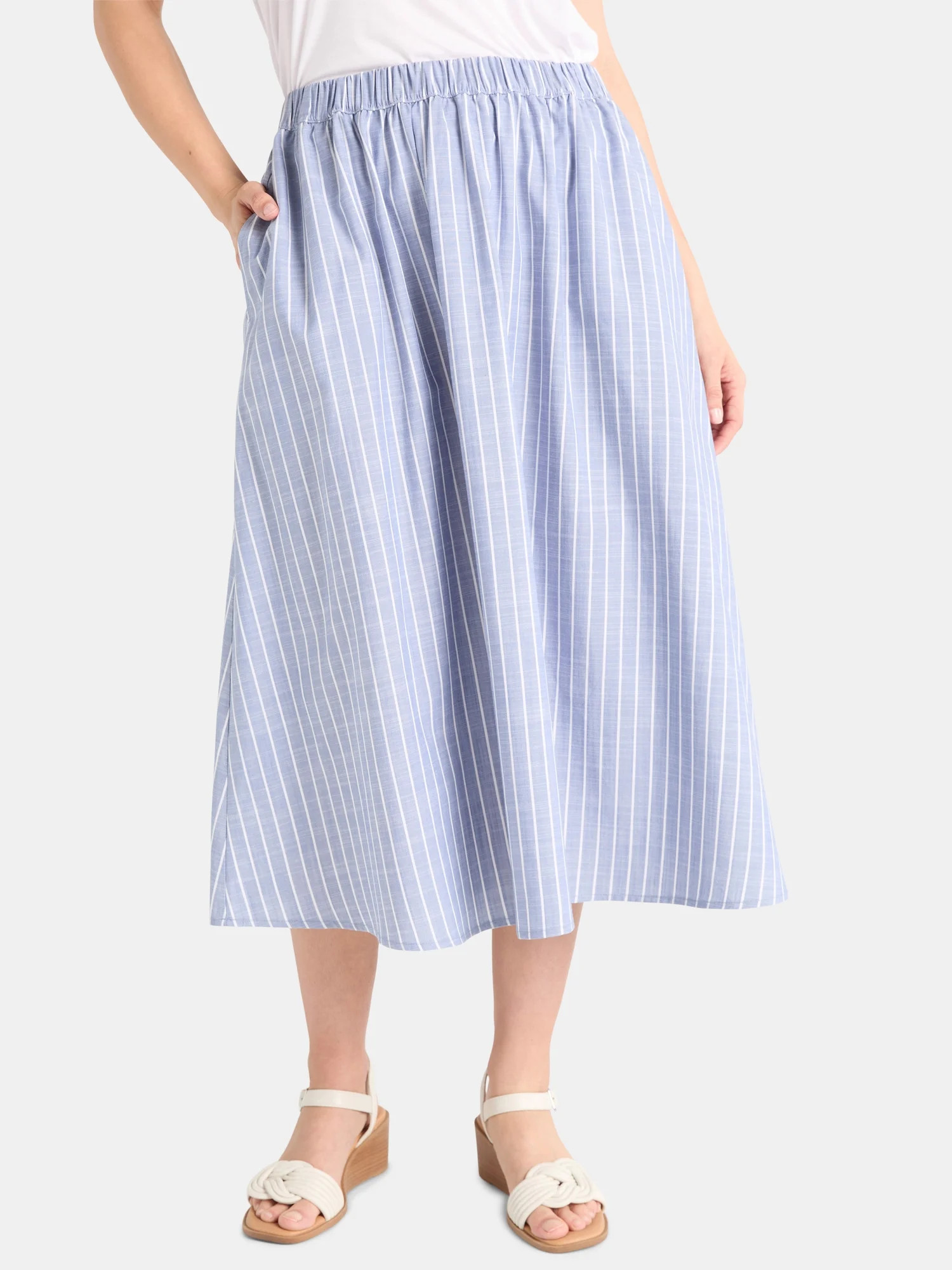 Time and Tru's Women's Pull On Midi Skirt with Pockets, XS-XXXL | Walmart (US)
