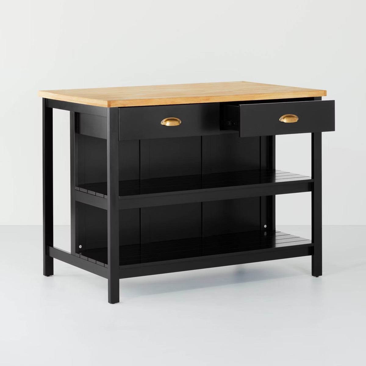 Wood Kitchen Island Table with Storage Black/Natural - Hearth & Hand™ with Magnolia | Target