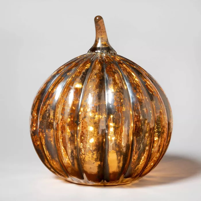 9" x 8" Light-Up Glass Pumpkin Silver - Threshold™ | Target