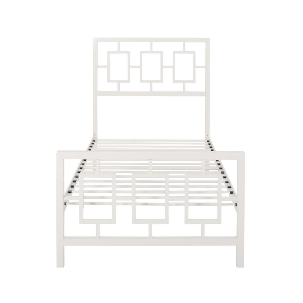 Noble House Claudia White Metal Twin Bed Frame | The Home Depot