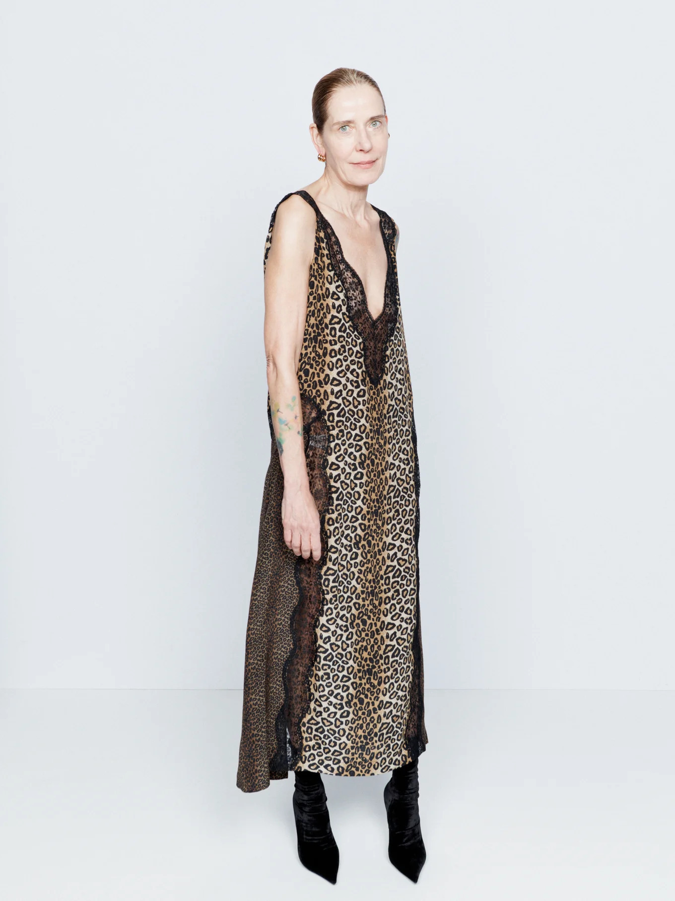 Lace and leopard print satin slip dress | Matches (UK)