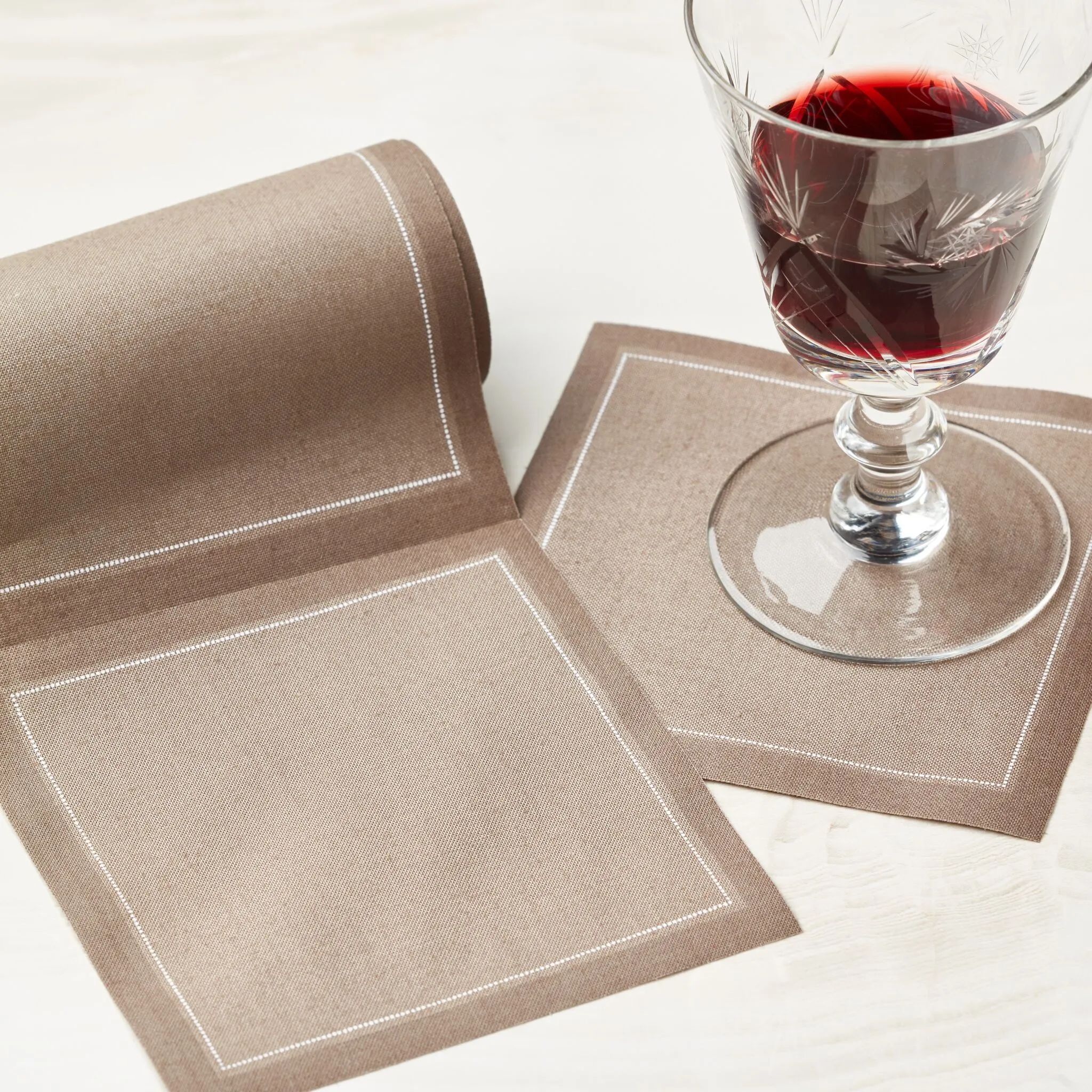 Taupe Cotton Cocktail Napkins 50 Units | MY DRAP