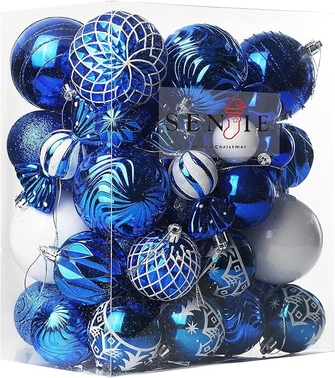 Christmas Ball Ornaments Set Assorted Shatterproof Ornaments 63 PCS Shaped Styles Xmas Tree Holid... | Amazon (US)