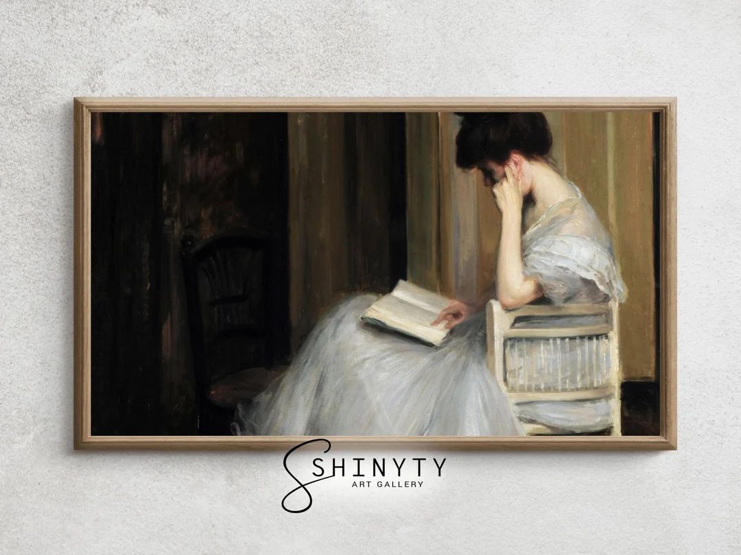 Samsung Frame TV Art | Vintage Portrait Woman Reading Painting | Moody Victorian Farmhouse Décor... | Etsy (US)