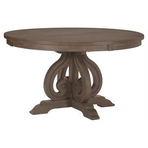 Pemberly Row Wood Dining Round Table in Wire Brushed Dark Pewter | Cymax
