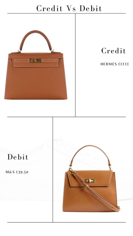 Credit Vs Debit 

Designer bag, Hermes Kelly, 

#LTKworkwear #LTKfindsunder50