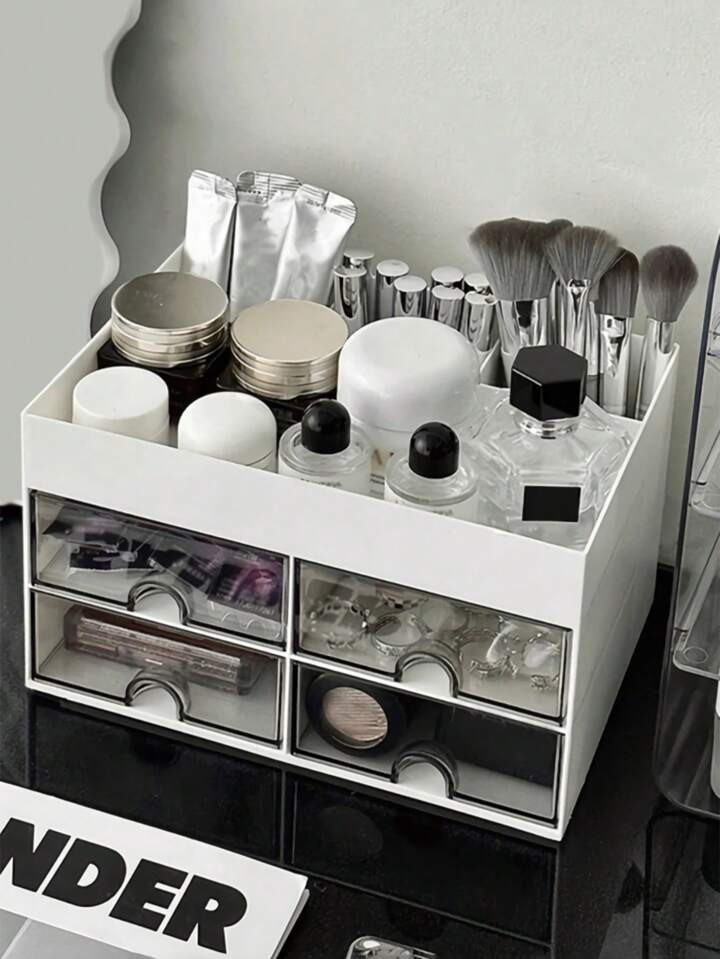 1pc Makeup Storage Box, Desktop Organizer With Drawer, Multi-Grid Large Capacity Cosmetic Display... | SHEIN