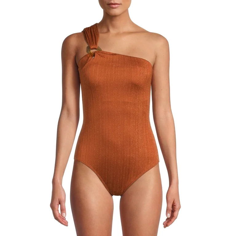 Time and Tru Women's One Shoulder One Piece Swimsuit | Walmart (US)