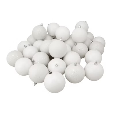 Northlight 32ct Shatterproof 4-Finish Christmas Ball Ornament Set 3.25" - White | Target