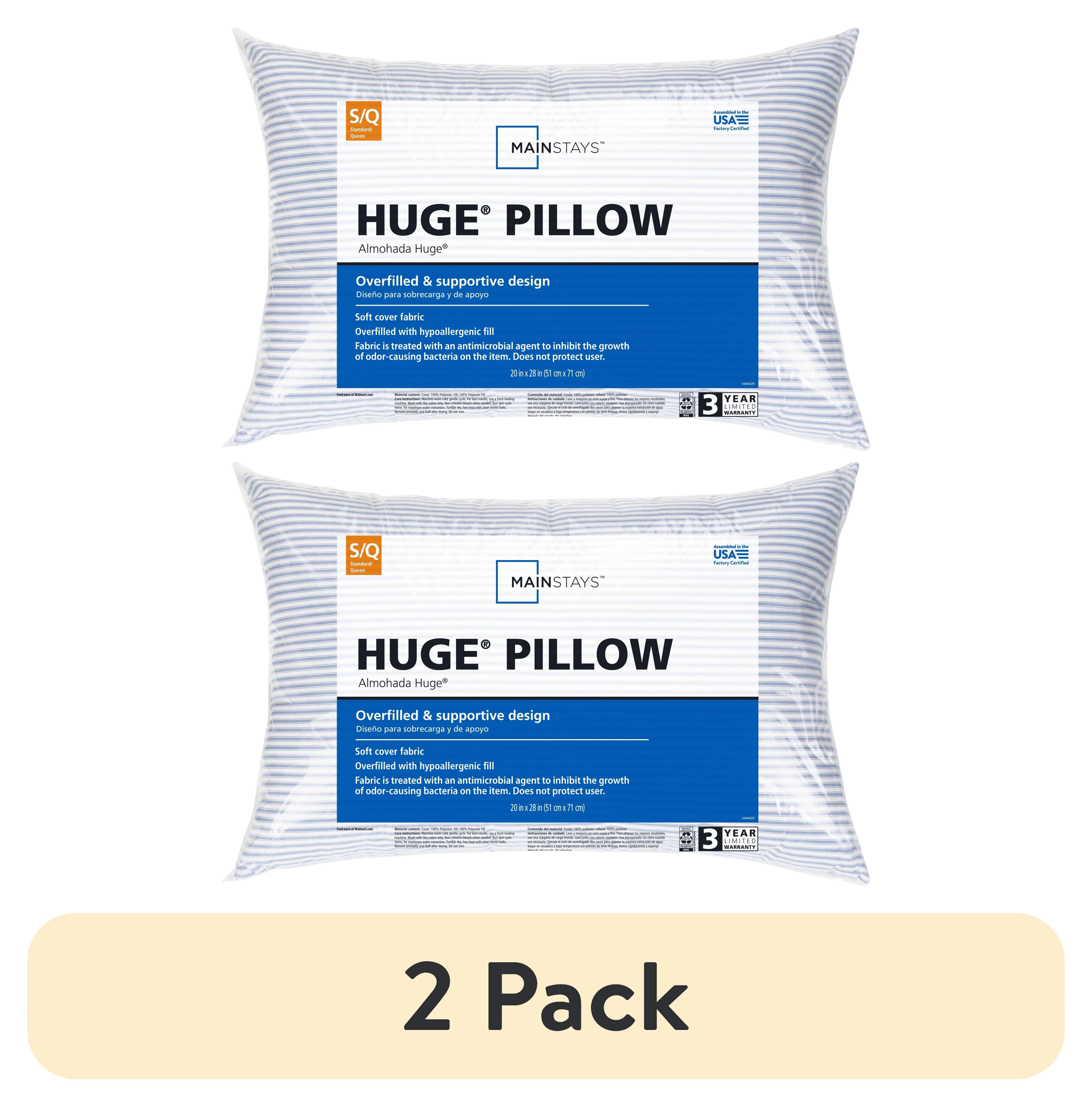 (2 pack) Mainstays Huge Overfilled Bed Pillow, Standard/Queen | Walmart (US)