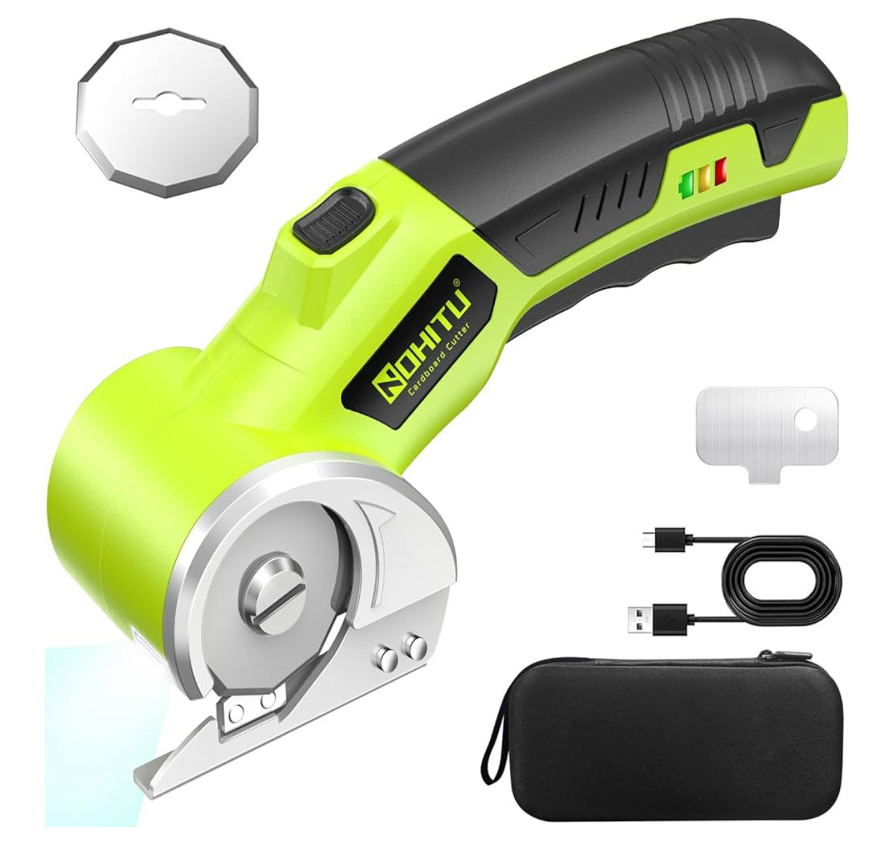 Cordless Electric Scissors: 4V Rechargeable Rotary Cardboard Cutter, 3000mAh Battery, with LED Light, 2 Blades, Box Cutter for Fabric Carpet Carton Plastic Leather Cloth amazon boxes home cleaning

#LTKHome