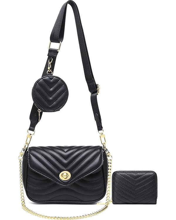 JEEHAN Quilted Crossbody Bags for women Designer Shoulder Handbags Small Purse | Amazon (US)