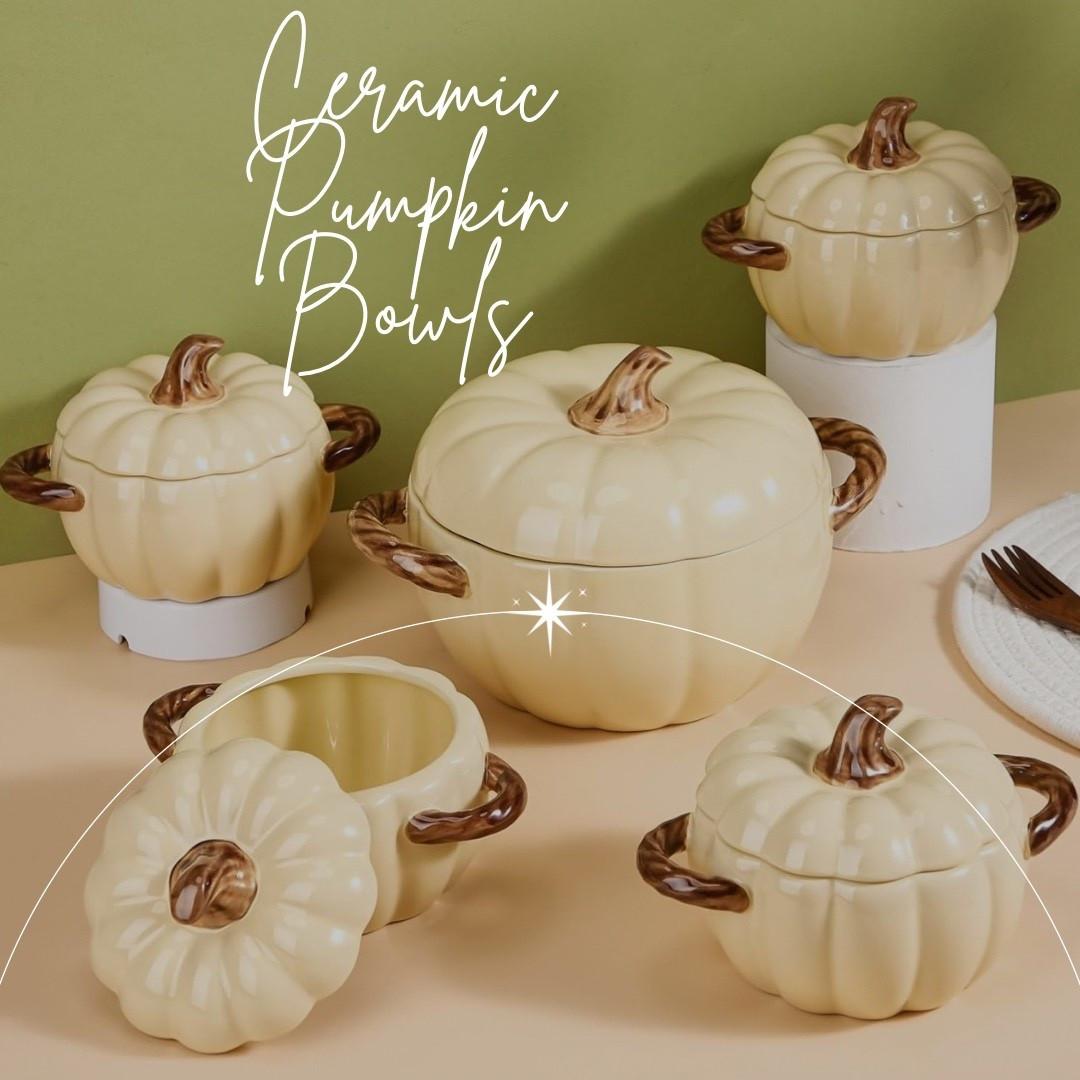 These cream yellow ceramic pumpkin soup bowls bring the warmth of fall right to your table. Handcrafted with a smooth glazed finish and charming pumpkin shape, they’re perfect for hearty soups, stews, or creamy chowders. A must-have for autumn gatherings and cozy nights in.🍁

#LTKSeasonal #LTKFindsUnder100 #LTKHome