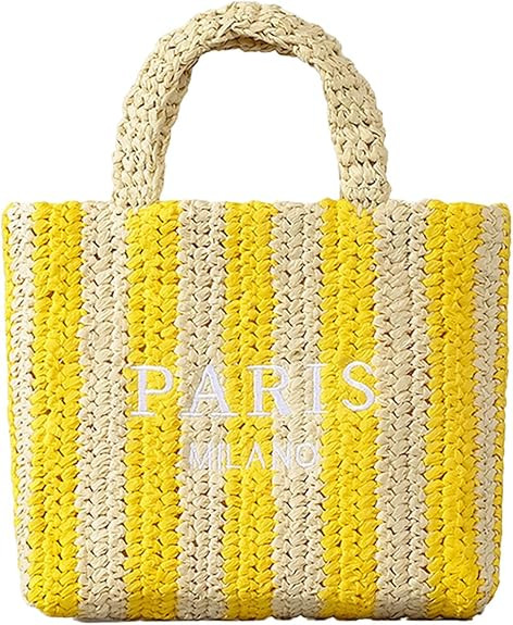 Straw Beach Bag for Women Summer Woven Tote Bag Packable Straw Purses and Handbags for Vacation H... | Amazon (US)