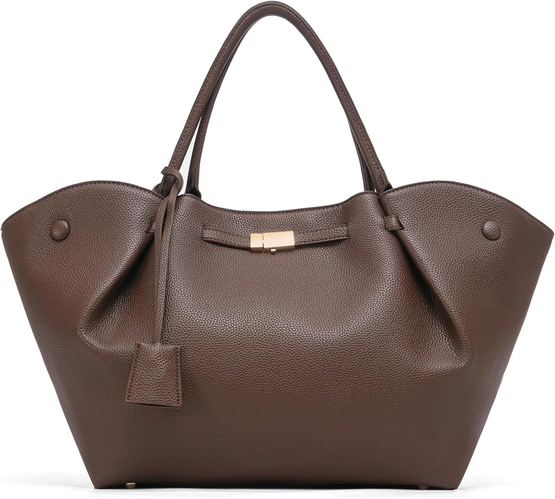 NEWBELLA Women's Large Leather Tote Bag, Top Handle Satchel Purse with Detachable Charm & Adjusta... | Amazon (US)