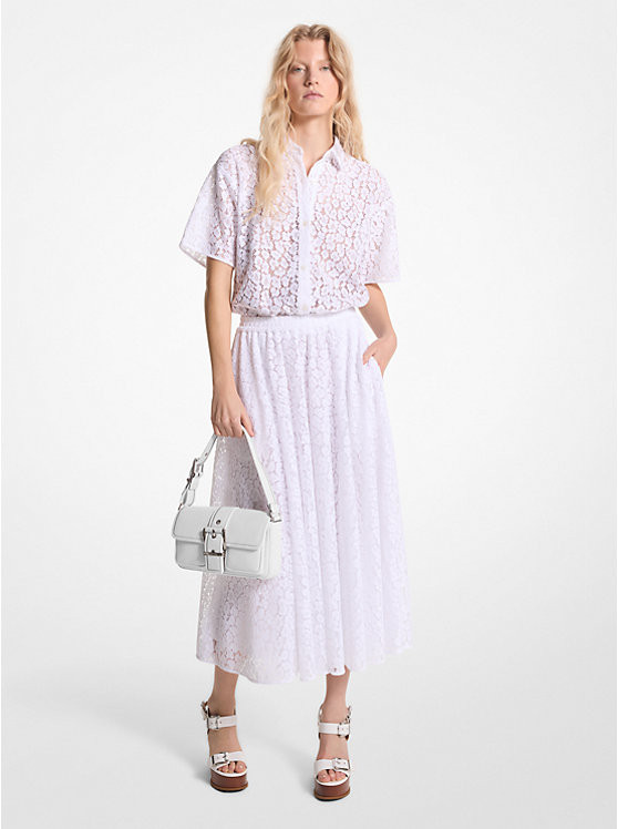 Leopard Corded Lace Midi Skirt | Michael Kors US