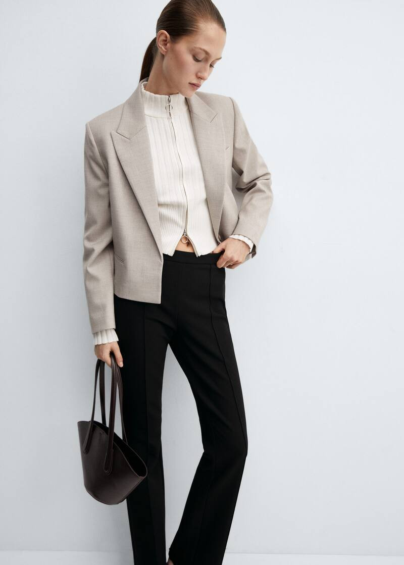 Cropped blazer with button -  Women | Mango USA | MANGO (US)
