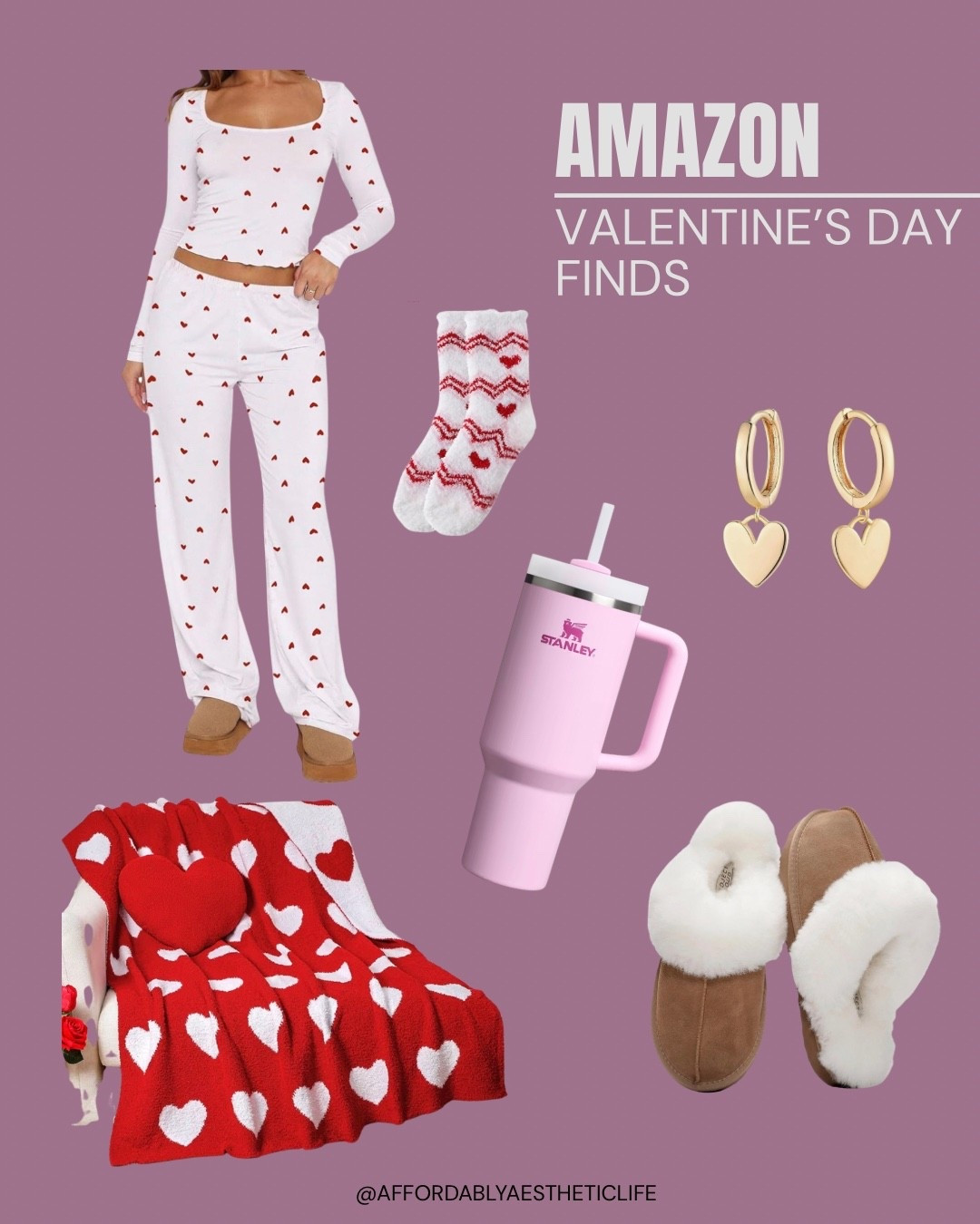 Amazon Valentine's Day finds under $50 each 🤍

Everything you need for the perfect cozy Valentine's:
• Heart print loungewear set
• Fuzzy heart slippers
• Soft heart blanket
• Pink Stanley tumbler
• Gold heart earrings

Perfect for gifting or treating yourself.


#LTKGiftGuide #LTKMidsize #LTKHoliday