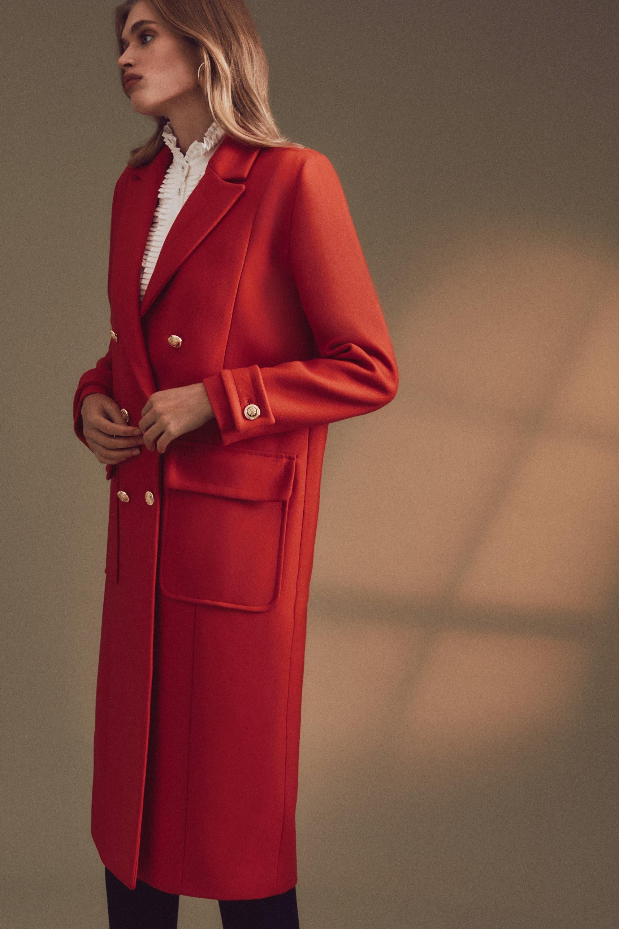 Italian Virgin Wool Blend Double Breasted Coat | Karen Millen UK & IE