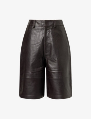 Olivia Relaxed-Fit Leather Bermuda Shorts | Selfridges