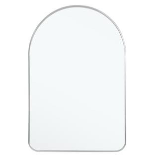 35.8 in. x 24 in. Medium Modern Arched Round Corner Framed Silver Decorative Mirror | The Home Depot