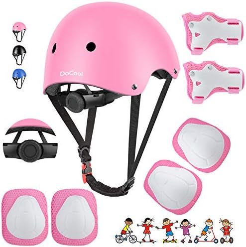 DaCool Kids Bike Helmet Set Skateboard Knee Pads - Kids Helmet Elbow Pads Wrist Guards Adjustable... | Amazon (US)